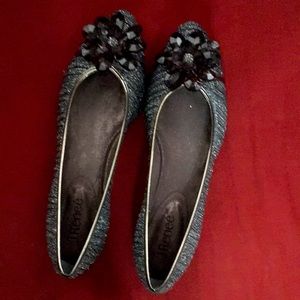 J Renee Pewter Glitter Flats Size 8